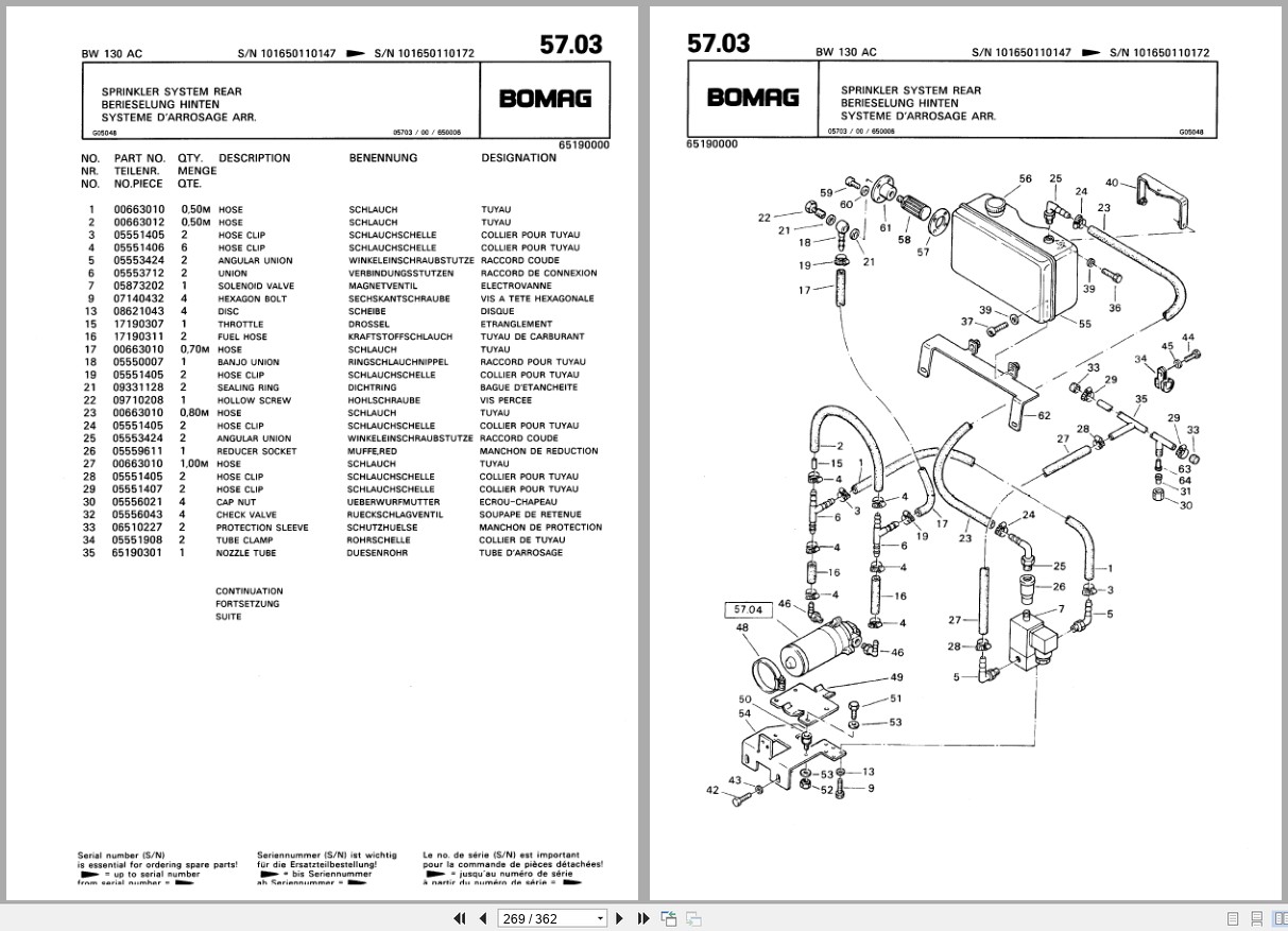 Bomag Combination Roller BW 130 AC Spare Parts Catalog 1994 EN DE FR (3)