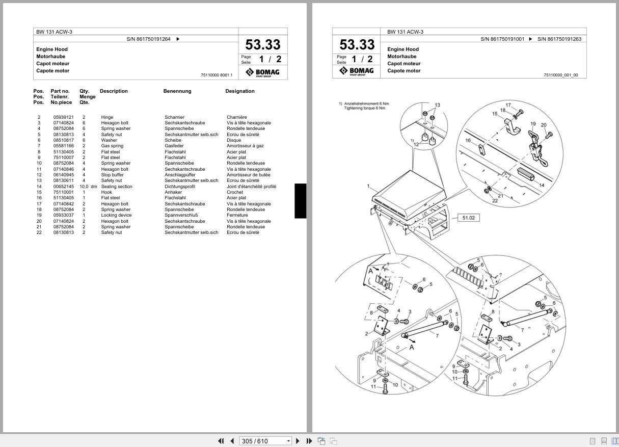 Bomag Combination Roller BW 131 ACW 3 Spare Parts Catalog 2009 2015 EN DE FR (3)