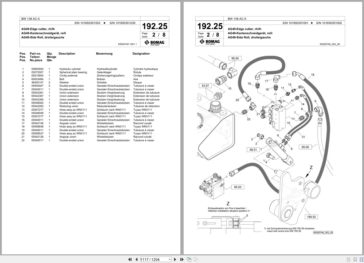 Bomag Combination Roller BW 138 AC 5 Spare Parts Catalog 2015 2019 EN DE FR (3)