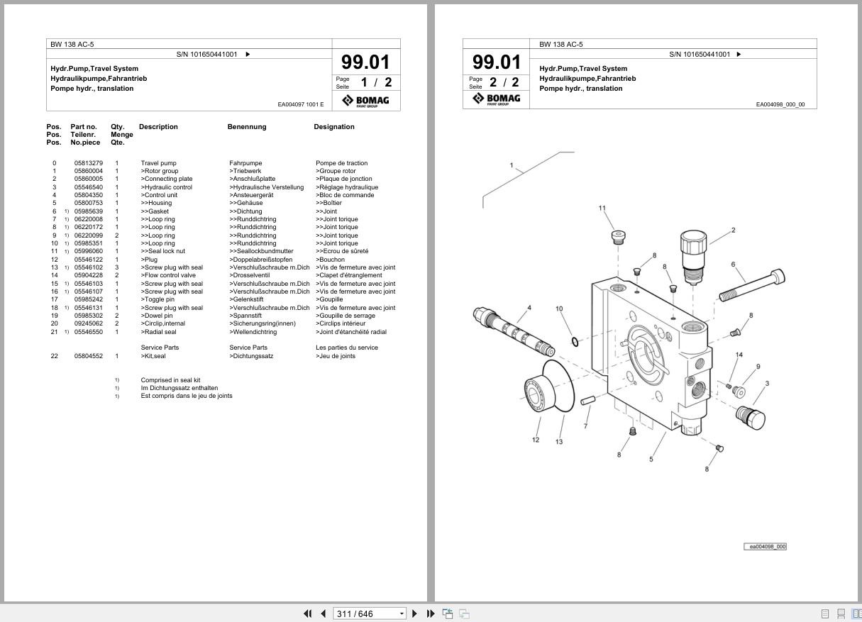 Bomag Combination Roller BW 138 AC 5 Spare Parts Catalog 2018 2019 EN DE FR (2)