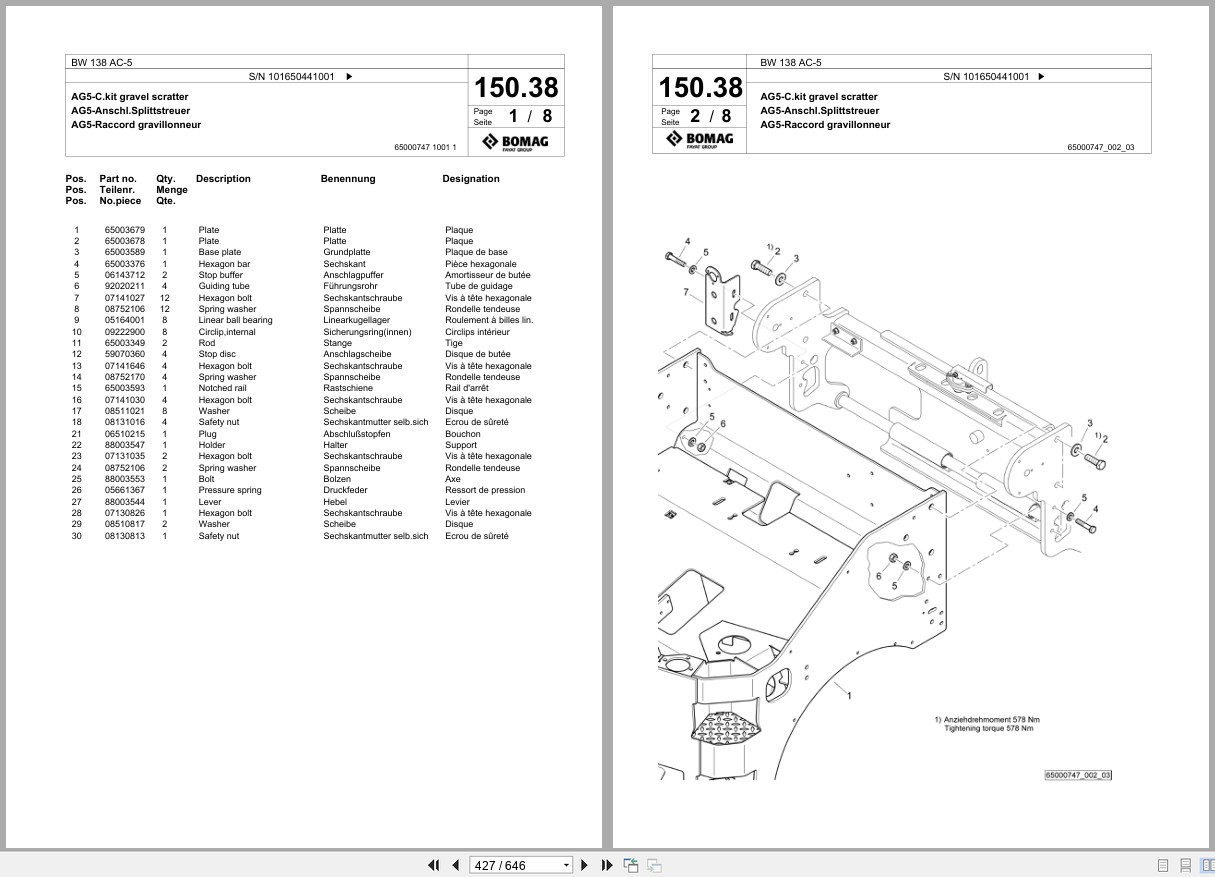 Bomag Combination Roller BW 138 AC 5 Spare Parts Catalog 2018 2019 EN DE FR (3)