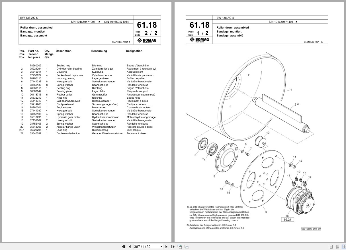 Bomag Combination Roller BW 138 AC 5 Spare Parts Catalog 2019 2025 EN DE FR (2)