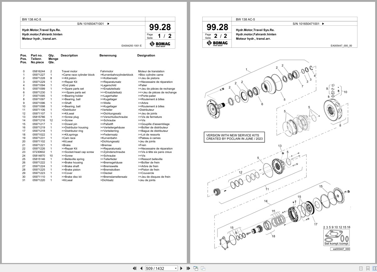 Bomag Combination Roller BW 138 AC 5 Spare Parts Catalog 2019 2025 EN DE FR (3)