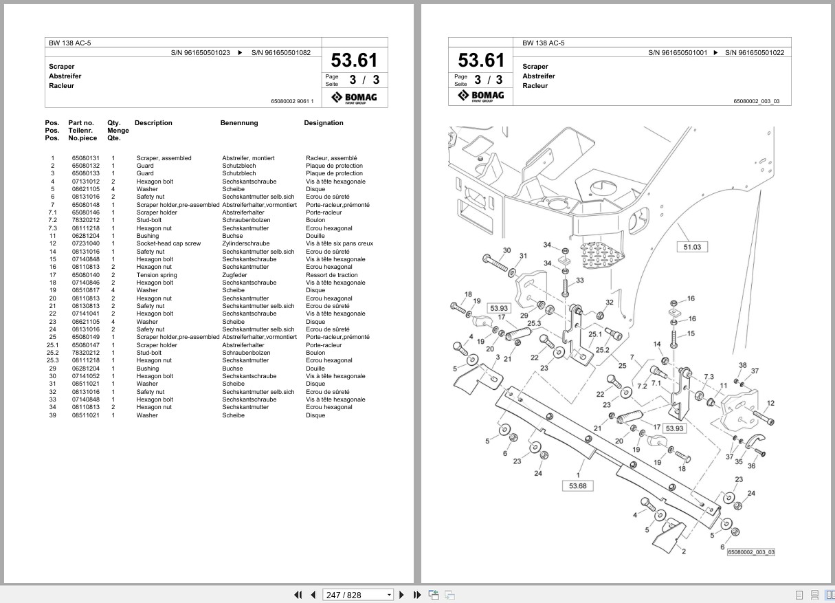 Bomag Combination Roller BW 138 AC 5 Spare Parts Catalog 2021 2025 EN DE FR (2)