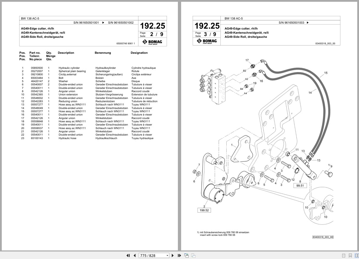 Bomag Combination Roller BW 138 AC 5 Spare Parts Catalog 2021 2025 EN DE FR (3)