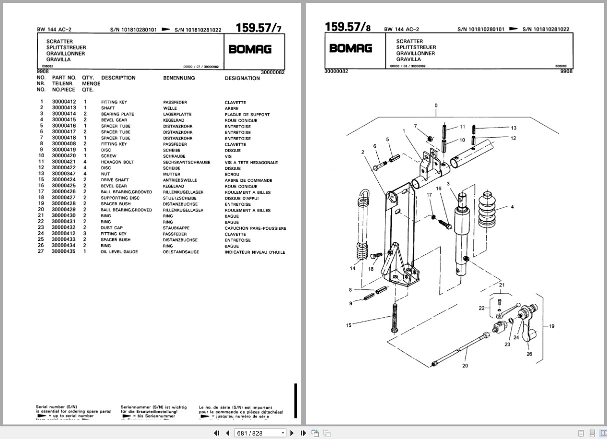 Bomag Combination Roller BW 144 AC 2 Spare Parts Catalog 00810174 2001 EN DE FR (2)
