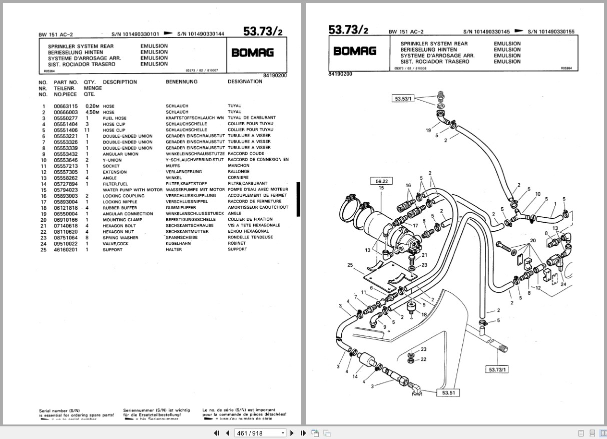 Bomag Combination Roller BW 151 AC 2 Spare Parts Catalog 00810090 2001 EN DE FR (3)