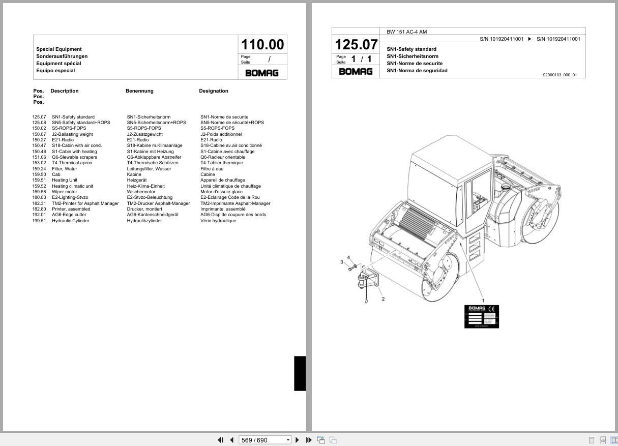 Bomag Combination Roller BW 151 AC 4 AM Spare Parts Catalog 2005 2007 EN DE FR (2)