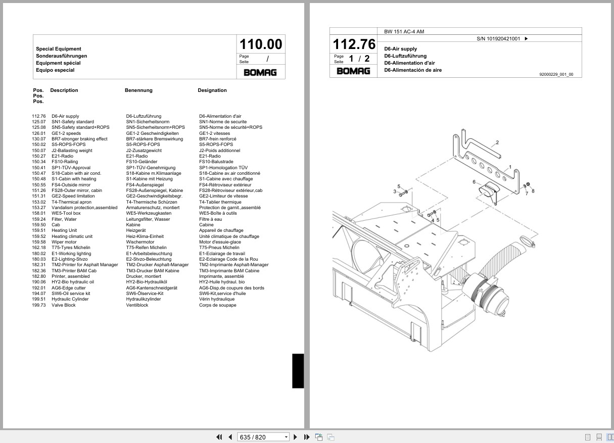 Bomag Combination Roller BW 151 AC 4 AM Spare Parts Catalog 2008 EN DE FR (2)