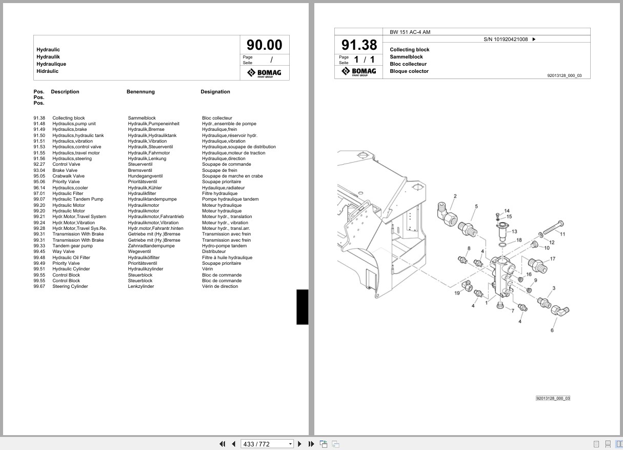 Bomag Combination Roller BW 151 AC 4 AM Spare Parts Catalog 2012 EN DE FR (2)