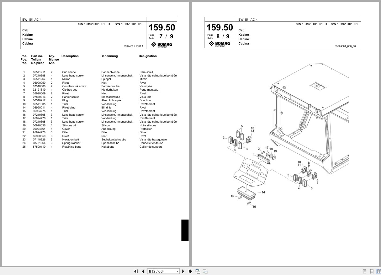Bomag Combination Roller BW 151 AC 4 Spare Parts Catalog 2004 2008 EN DE FR (2)