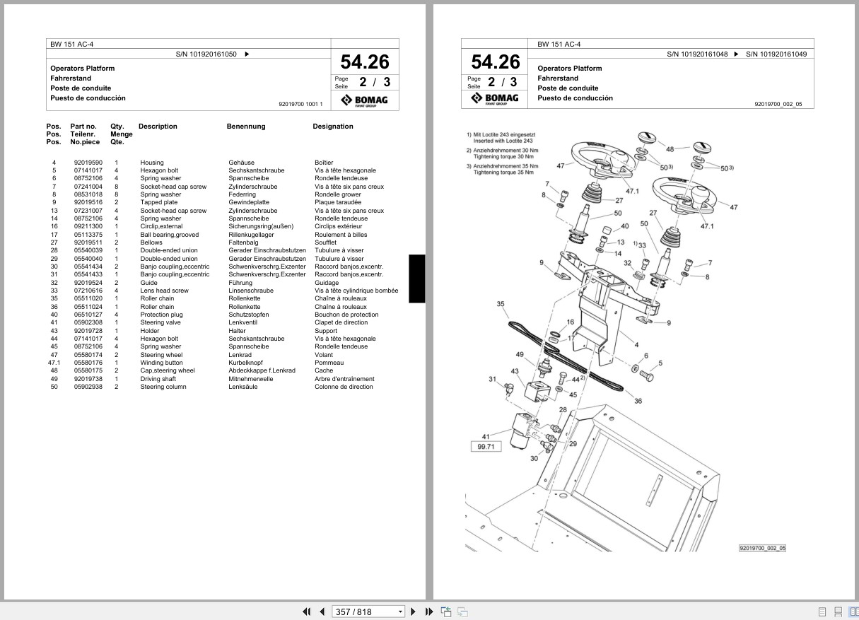 Bomag Combination Roller BW 151 AC 4 Spare Parts Catalog 2012 2013 EN DE FR (2)