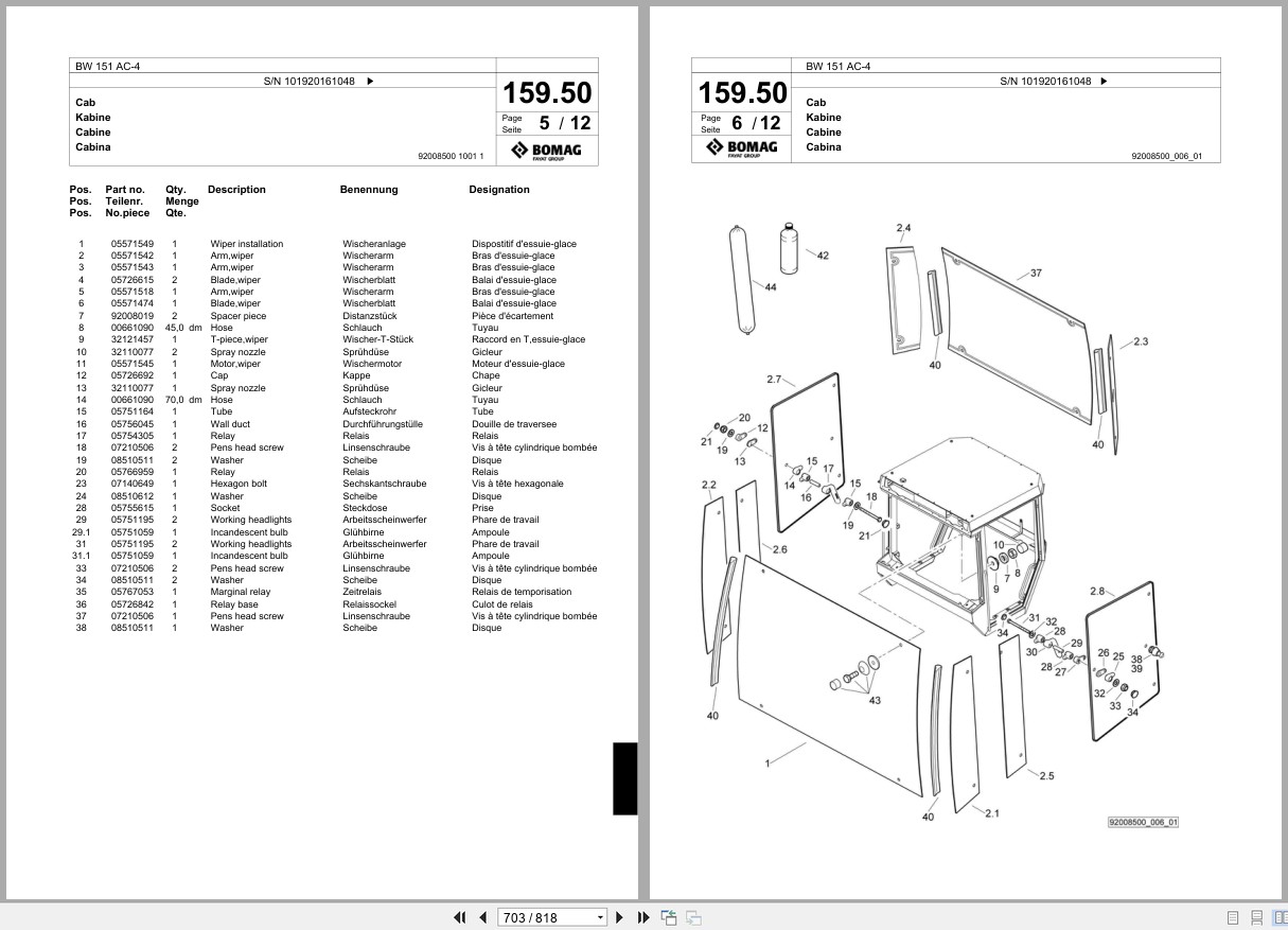 Bomag Combination Roller BW 151 AC 4 Spare Parts Catalog 2012 2013 EN DE FR (3)