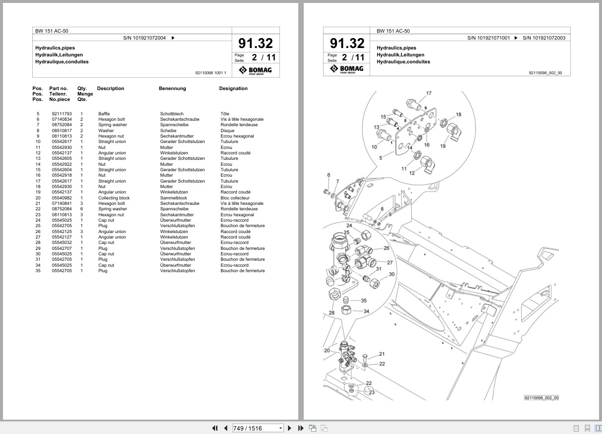 Bomag Combination Roller BW 151 AC 50 Spare Parts Catalog 2014 2024 EN DE FR (2)