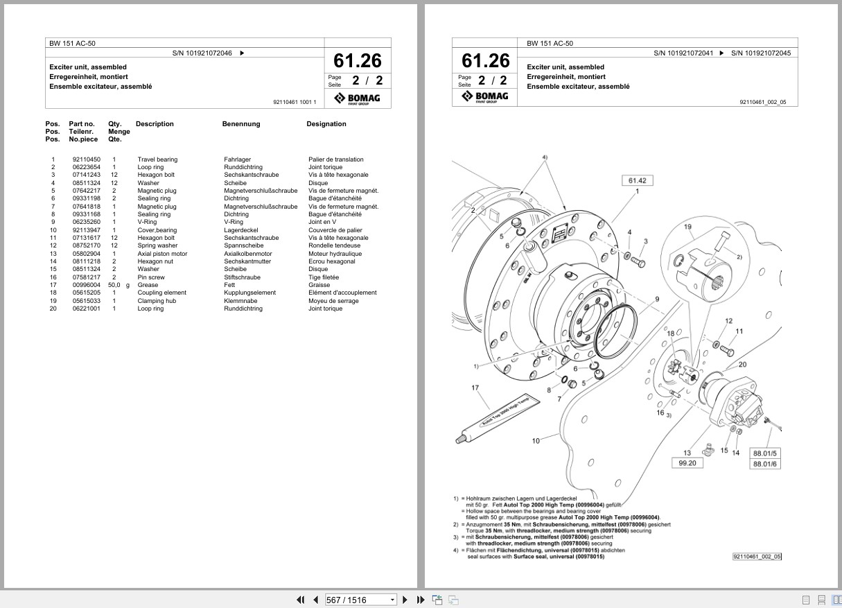 Bomag Combination Roller BW 151 AC 50 Spare Parts Catalog 2014 2024 EN DE FR (3)
