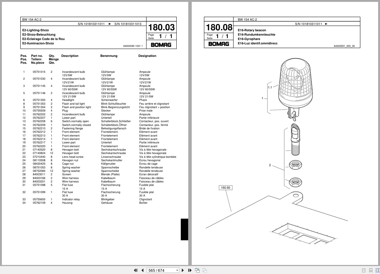 Bomag Combination Roller BW 154 AC 2 Spare Parts Catalog 2001 EN DE FR (2)