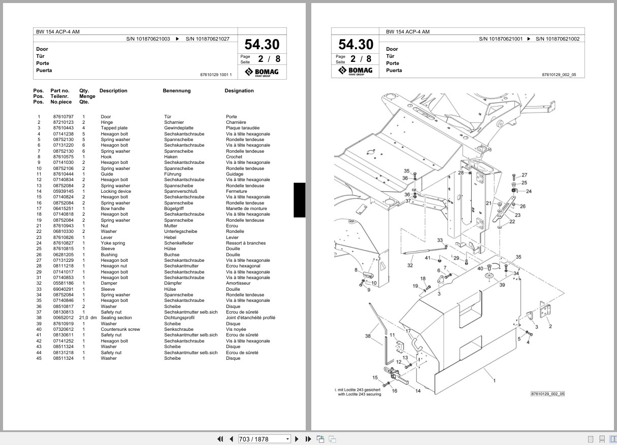 Bomag Combination Roller BW 154 ACP 4 AM Spare Parts Catalog 2008 2014 EN DE FR (2)