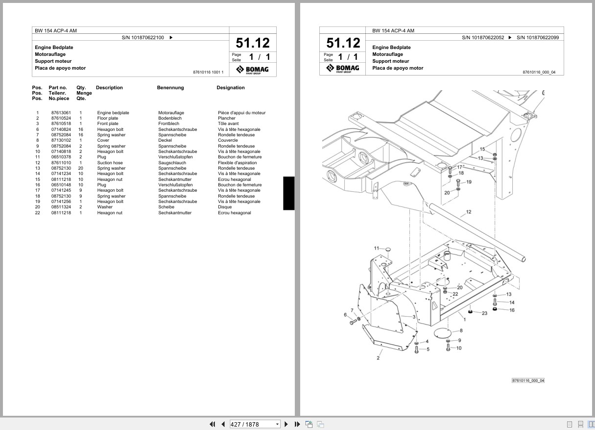 Bomag Combination Roller BW 154 ACP 4 AM Spare Parts Catalog 2008 2014 EN DE FR (3)