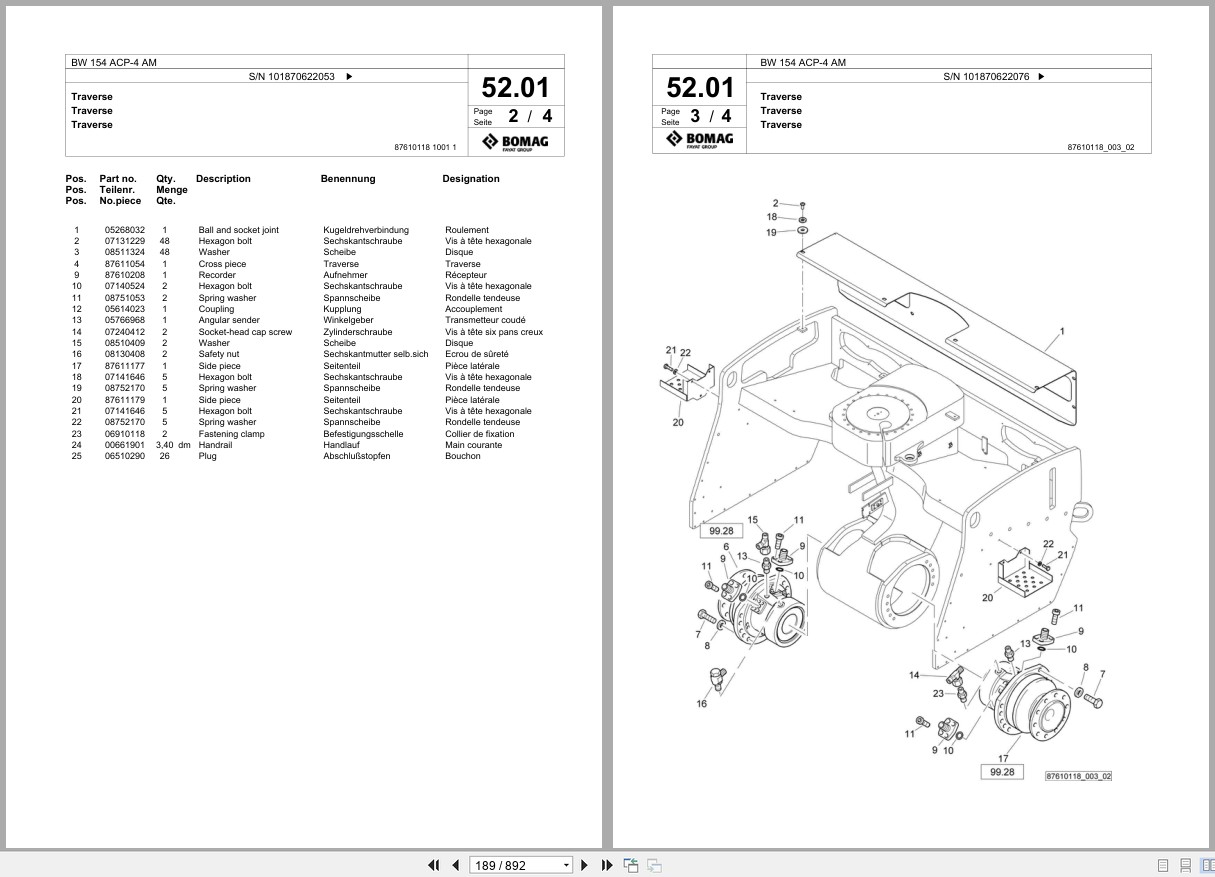Bomag Combination Roller BW 154 ACP 4 AM Spare Parts Catalog 2013 2014 EN DE FR (2)