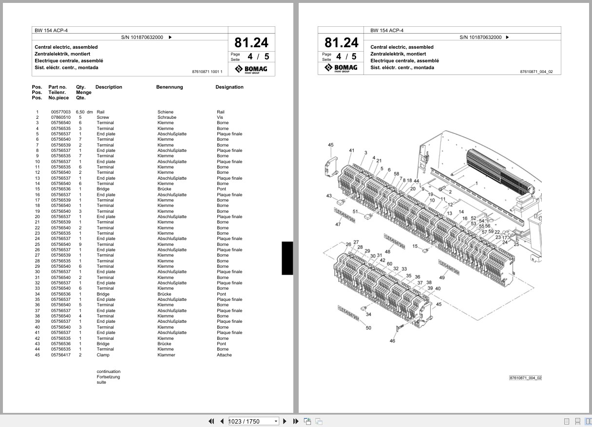 Bomag Combination Roller BW 154 ACP 4 Spare Parts Catalog 2008 2014 EN DE FR (2)