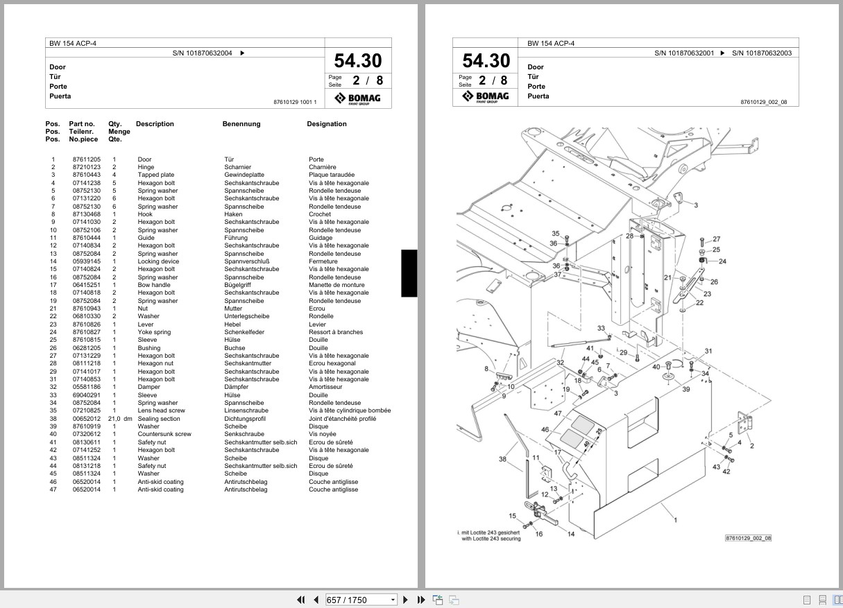 Bomag Combination Roller BW 154 ACP 4 Spare Parts Catalog 2008 2014 EN DE FR (3)