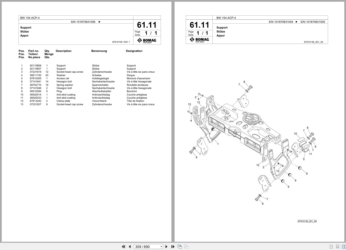 Bomag Combination Roller BW 154 ACP 4 Spare Parts Catalog 2015 EN DE FR (2)
