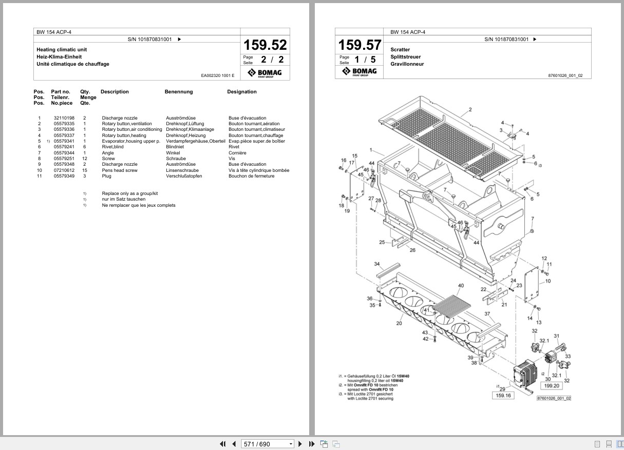 Bomag Combination Roller BW 154 ACP 4 Spare Parts Catalog 2015 EN DE FR (3)