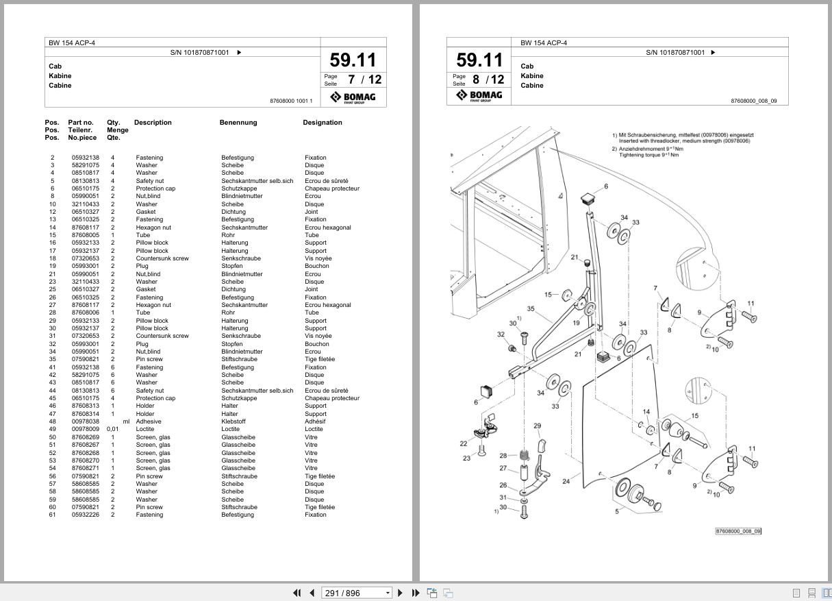 Bomag Combination Roller BW 154 ACP 4 Spare Parts Catalog 2019 2021 EN DE FR (3)