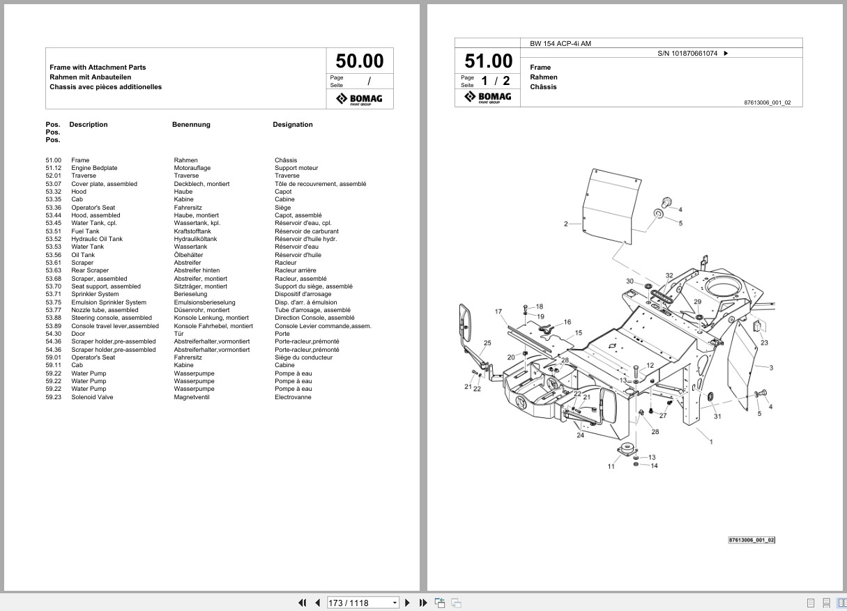 Bomag Combination Roller BW 154 ACP 4i AM Spare Parts Catalog 2014 2018 EN DE FR (2)