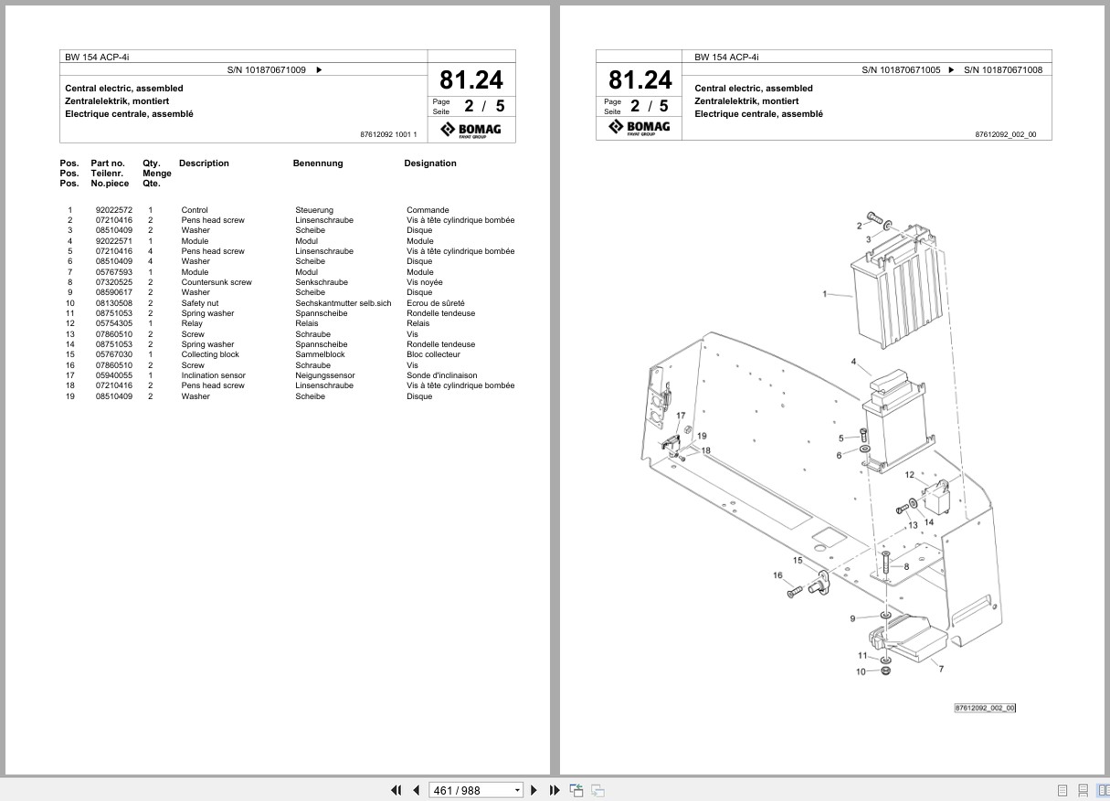 Bomag Combination Roller BW 154 ACP 4i Spare Parts Catalog 2015 2018 EN DE FR (2)