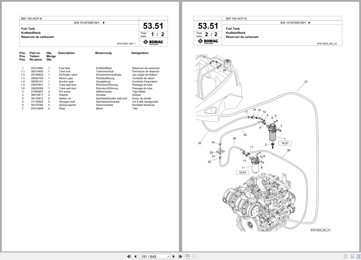 Bomag Combination Roller BW 154 ACP 4i Spare Parts Catalog 2018 EN DE FR (2)