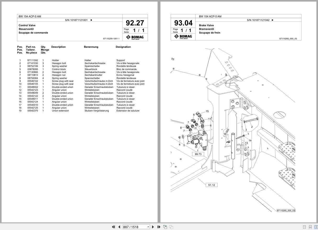 Bomag Combination Roller BW 154 ACP 5 AM Spare Parts Catalog 2021 2025 EN DE FR (2)