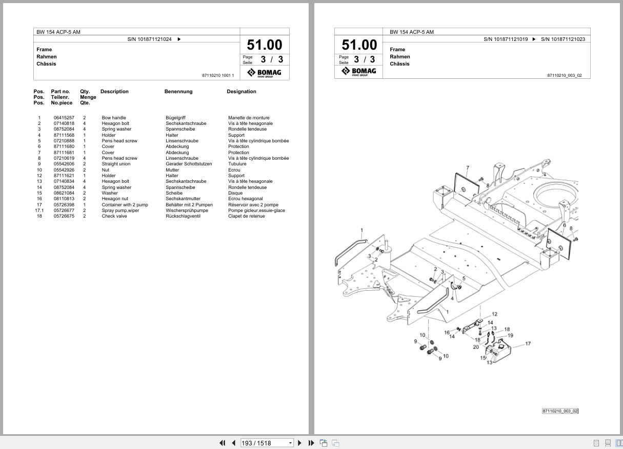 Bomag Combination Roller BW 154 ACP 5 AM Spare Parts Catalog 2021 2025 EN DE FR (3)