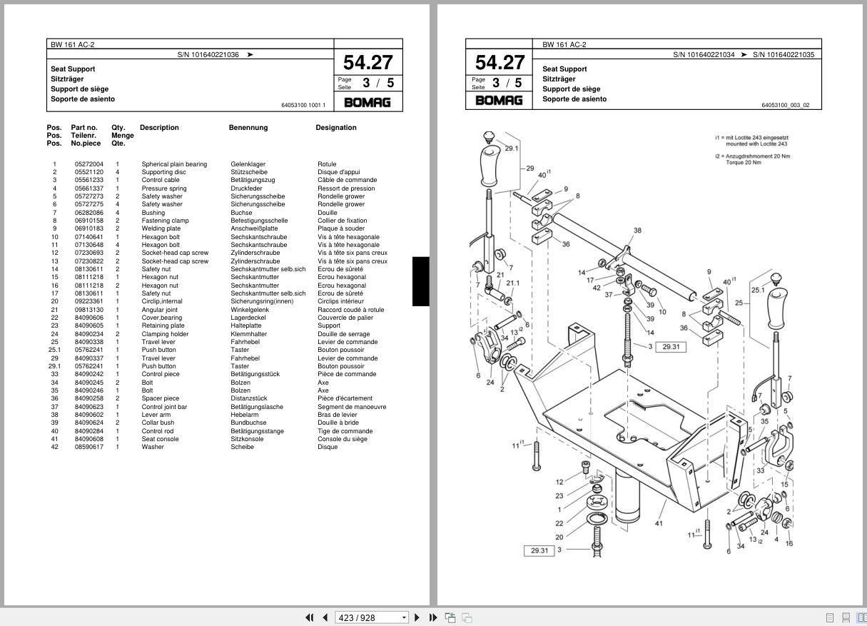Bomag Combination Roller BW 161 AC 2 Spare Parts Catalog 2001 2004 EN DE FR (2)
