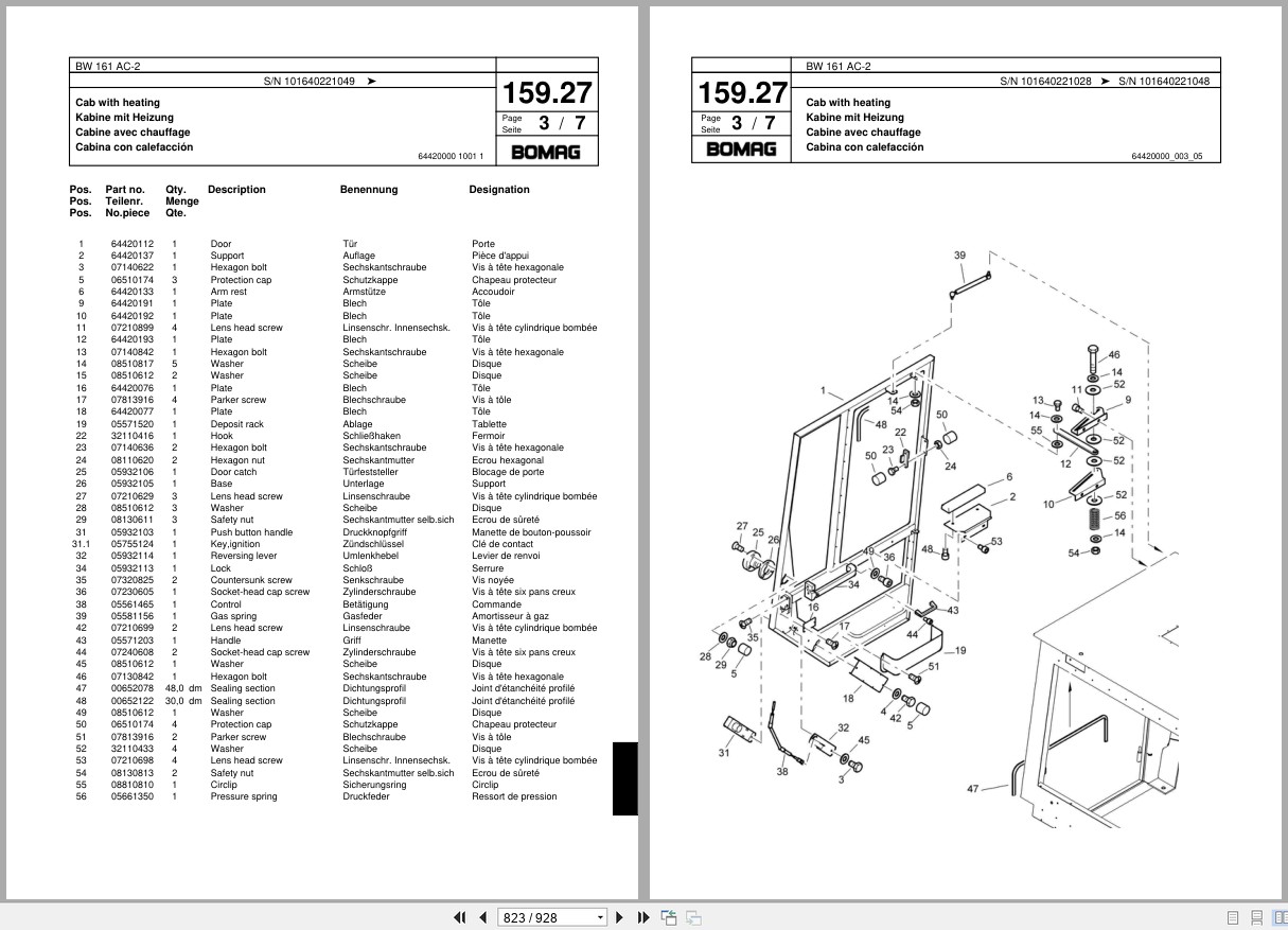 Bomag Combination Roller BW 161 AC 2 Spare Parts Catalog 2001 2004 EN DE FR (3)