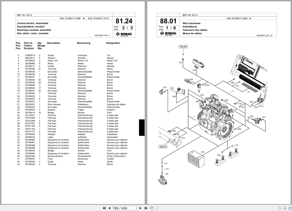 Bomag Combination Roller BW 161 AC 4 Spare Parts Catalog 2005 2008 EN DE FR (2)