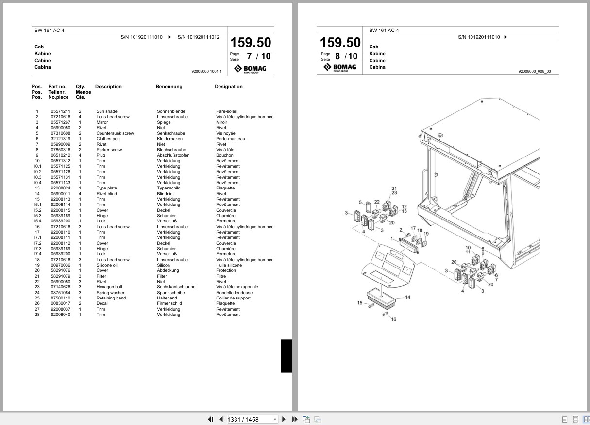Bomag Combination Roller BW 161 AC 4 Spare Parts Catalog 2005 2008 EN DE FR (3)