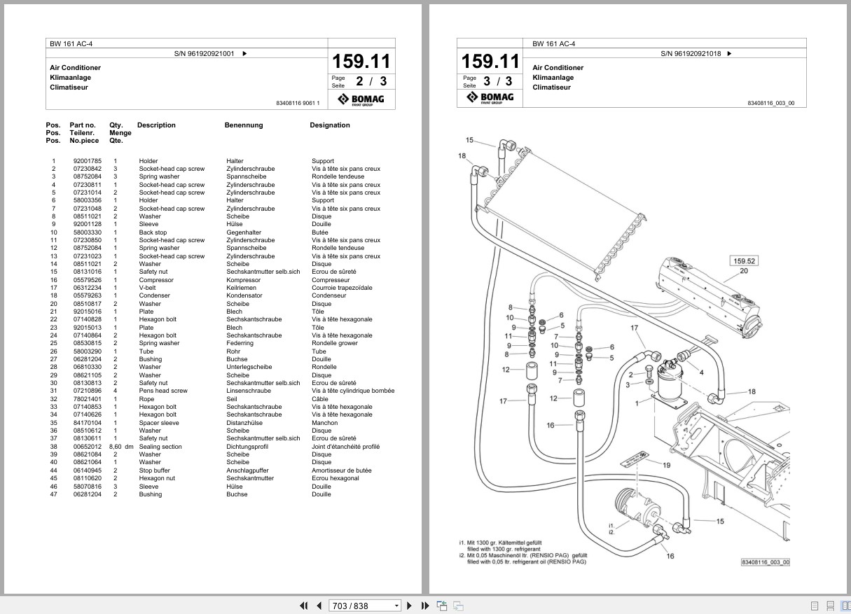 Bomag Combination Roller BW 161 AC 4 Spare Parts Catalog 2021 2025 EN DE FR (2)