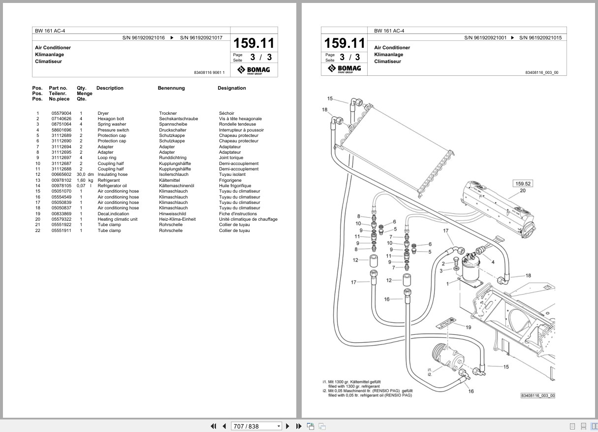 Bomag Combination Roller BW 161 AC 4 Spare Parts Catalog 2021 2025 EN DE FR (3)