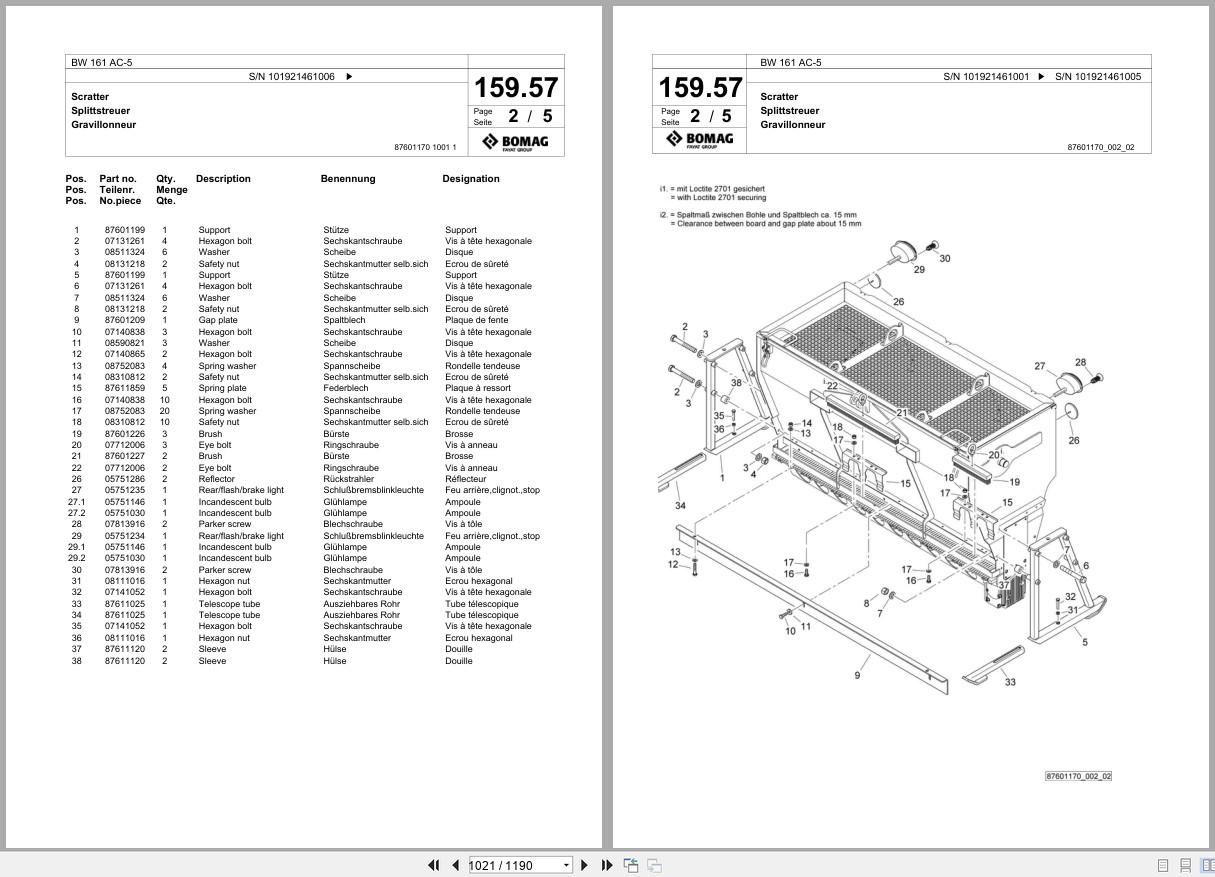 Bomag Combination Roller BW 161 AC 5 Spare Parts Catalog 2014 2017 EN DE FR (3)