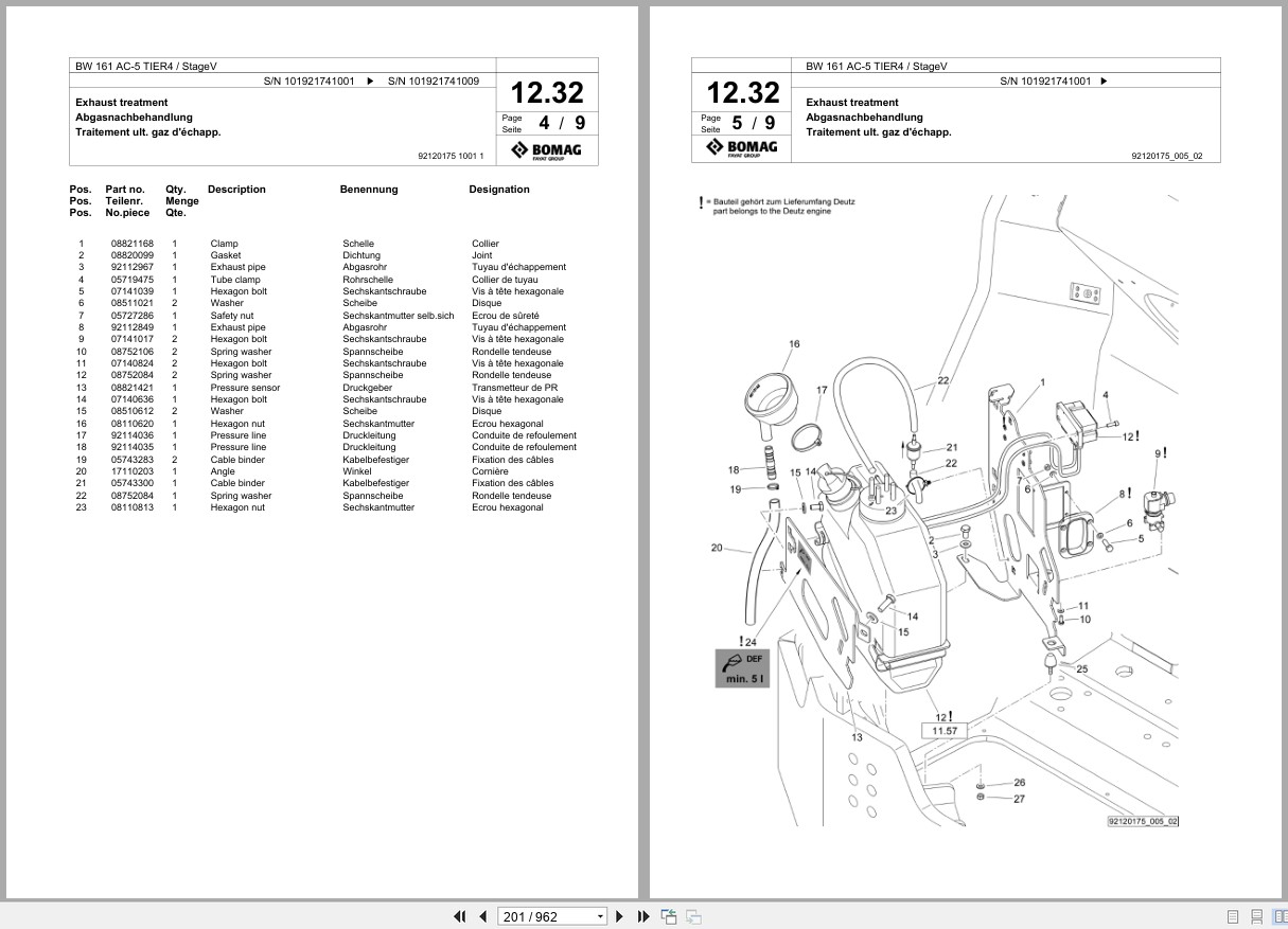 Bomag Combination Roller BW 161 AC 5 TIER4 StageV Spare Parts Catalog 2020 2022 EN DE FR (2)