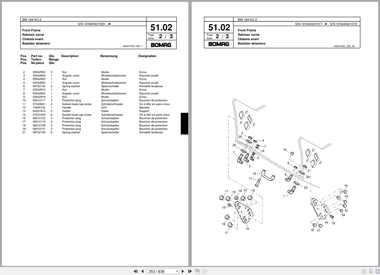 Bomag Combination Roller BW 164 AC 2 Spare Parts Catalog 2001 2002 EN DE FR (3)