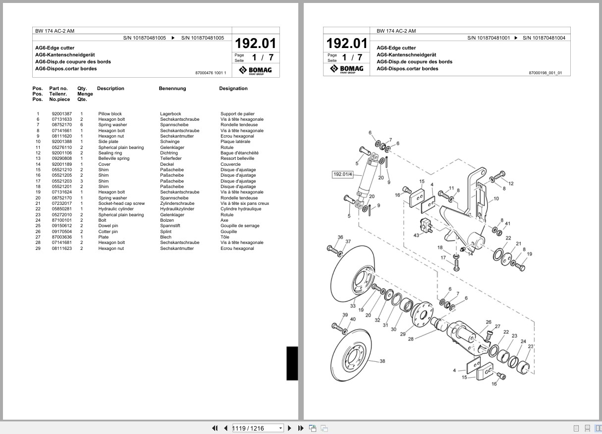 Bomag Combination Roller BW 174 AC 2 AM Spare Parts Catalog 2004 2007 EN DE FR (3)