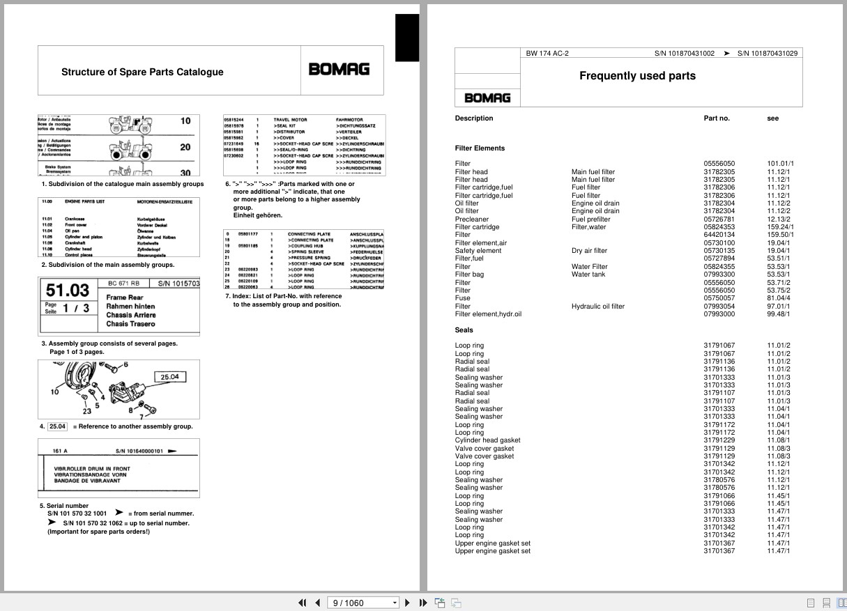 Bomag Combination Roller BW 174 AC 2 Spare Parts Catalog 2004 2007 EN DE FR (3)