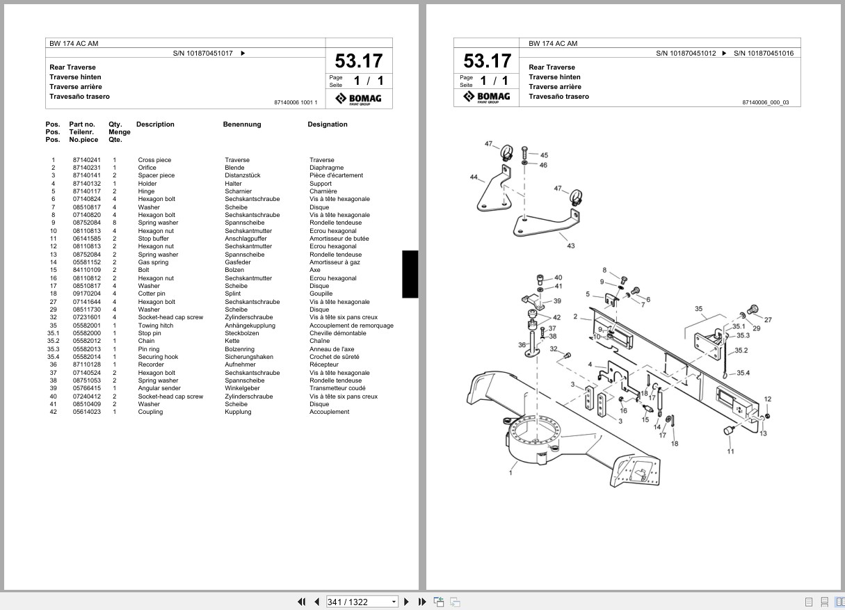 Bomag Combination Roller BW 174 AC AM Spare Parts Catalog 2001 2004 EN DE FR (2)