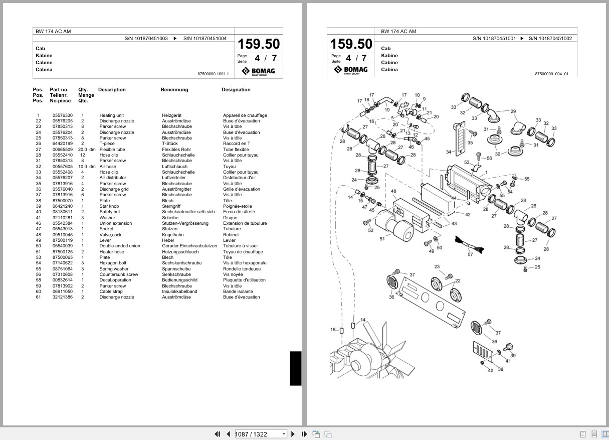 Bomag Combination Roller BW 174 AC AM Spare Parts Catalog 2001 2004 EN DE FR (3)