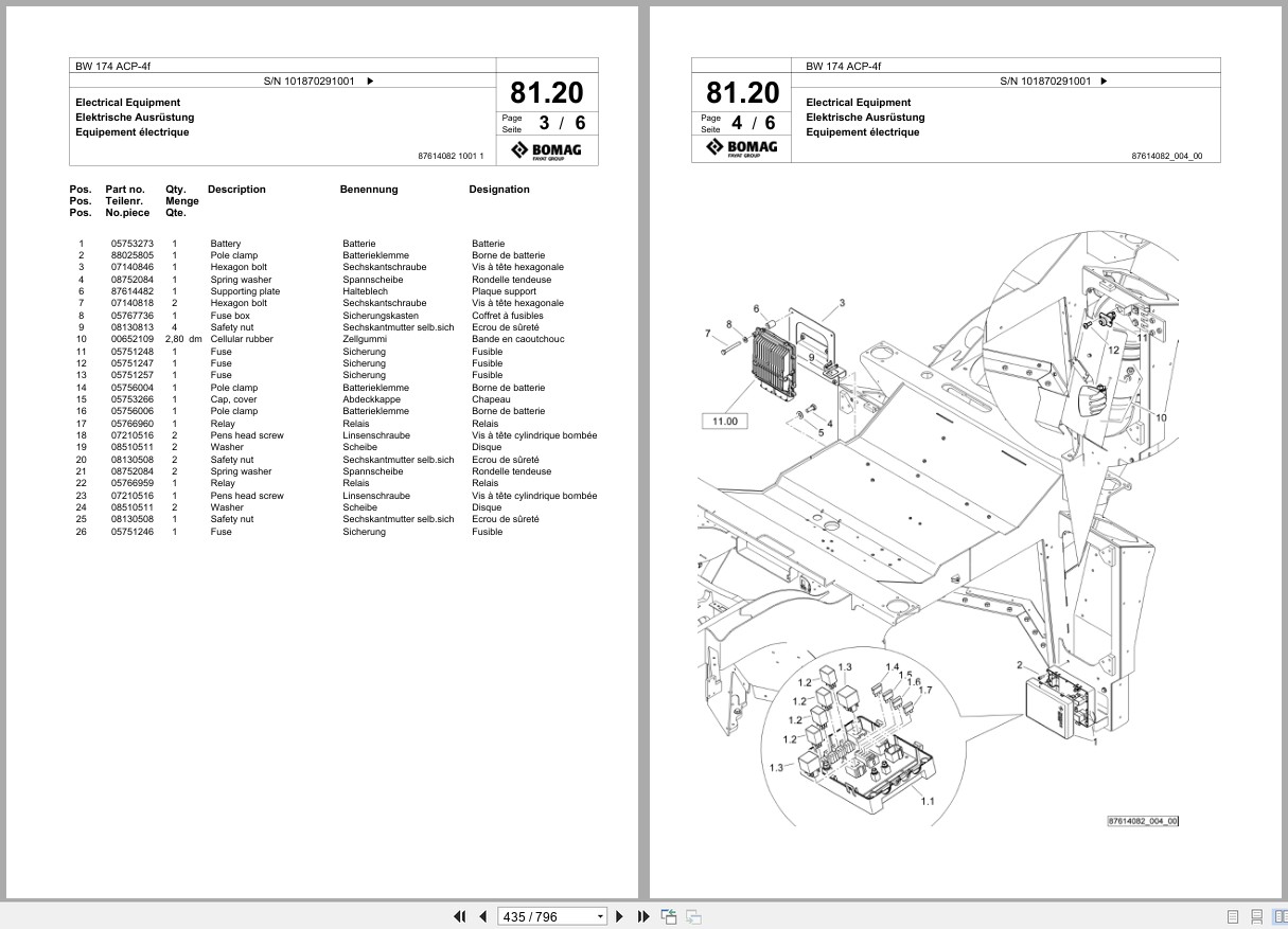 Bomag Combination Roller BW 174 ACP 4f Spare Parts Catalog 2020 EN DE FR (2)