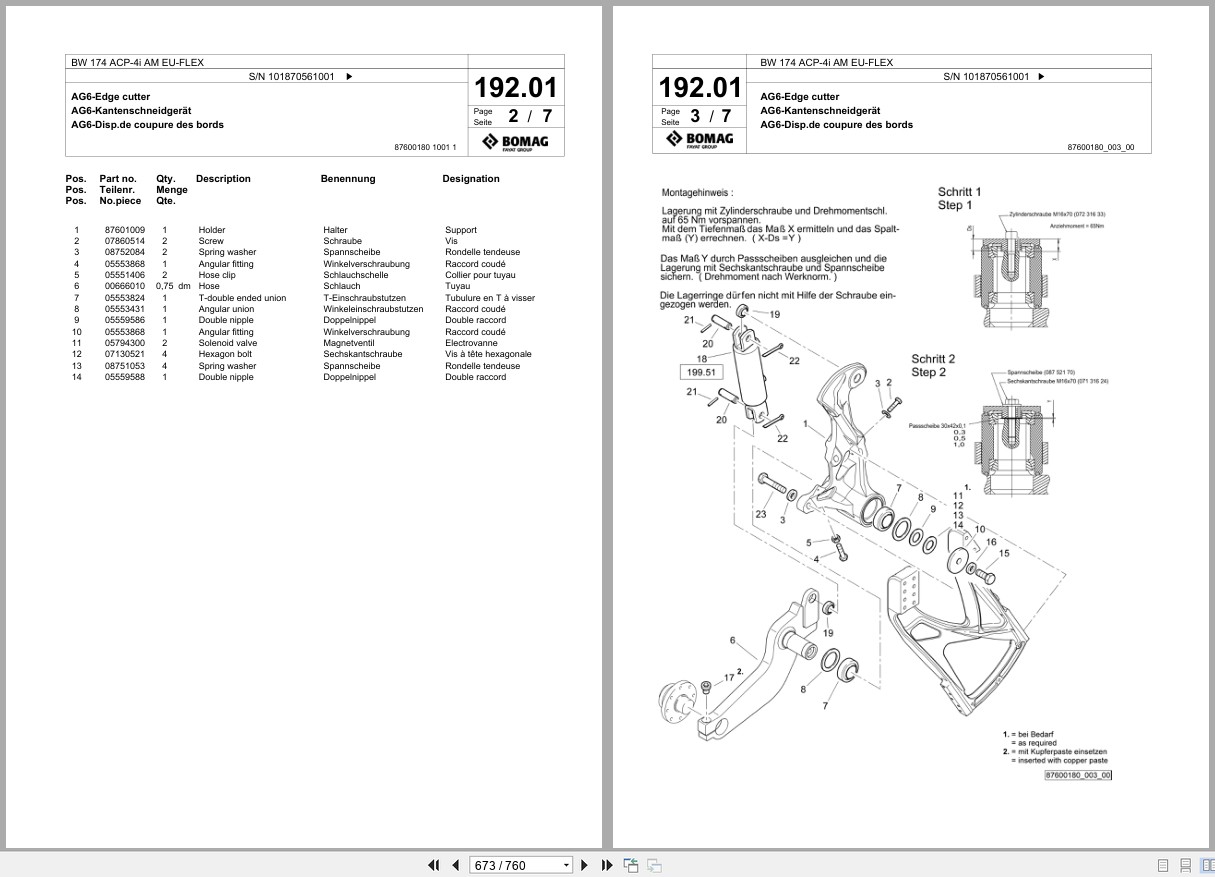 Bomag Combination Roller BW 174 ACP 4i AM EU FLEX Spare Parts Catalog 2016 2017 EN DE FR (3)