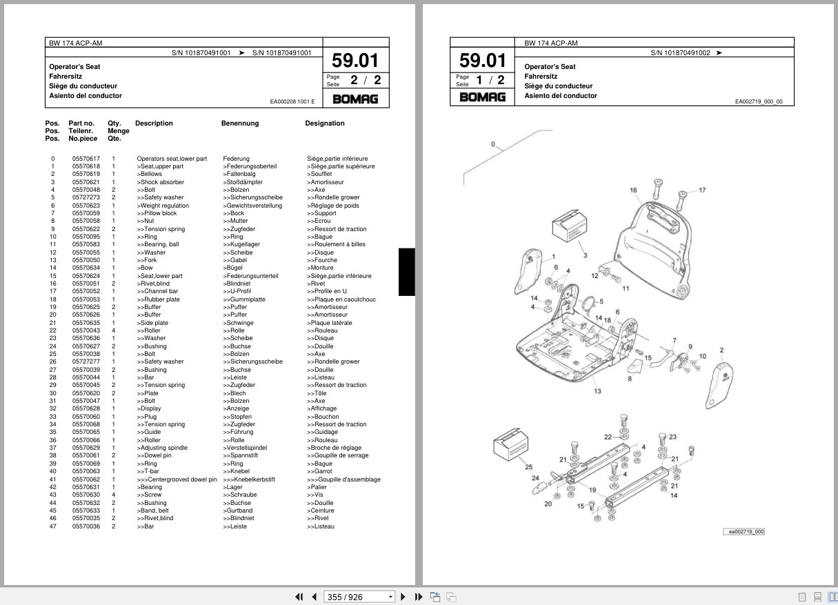 Bomag Combination Roller BW 174 ACP AM Spare Parts Catalog 2008 2009 EN DE FR (2)