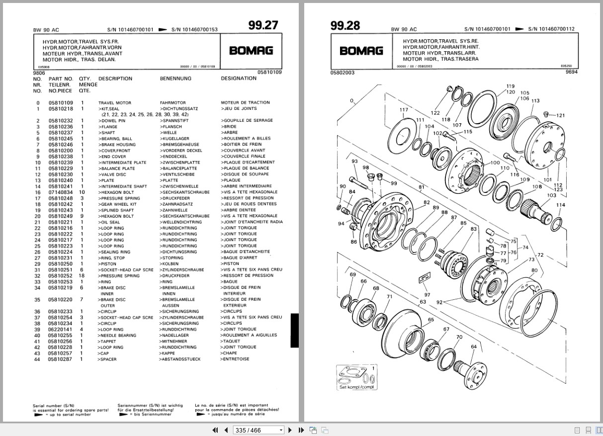 Bomag Combination Roller BW 90 AC BW 90 ADS Spare Parts Catalog 1998 EN DE FR (3)